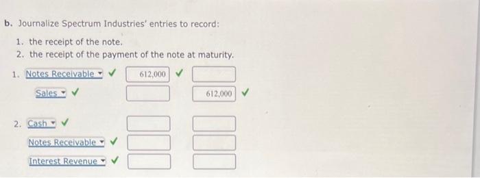 to Spectrum Industries for merchandise inventory. Assume a 360-day year. If required,