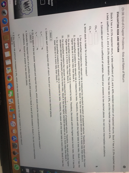  Ch 08: End-of-Chapter Problems - Risk and Rates of Return EVALUATING
