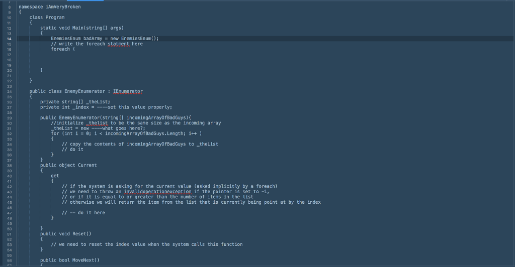 C# with visual studio fix the code in the program.cs file so