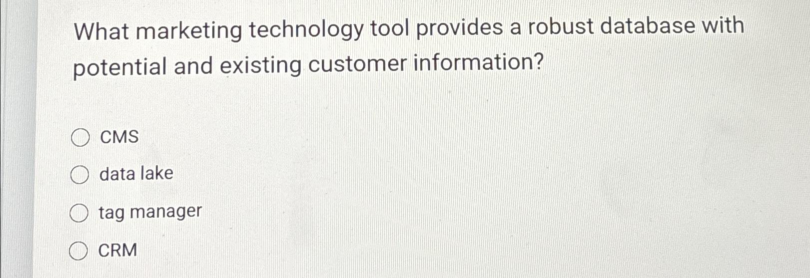  What marketing technology tool provides a robust database with potential and