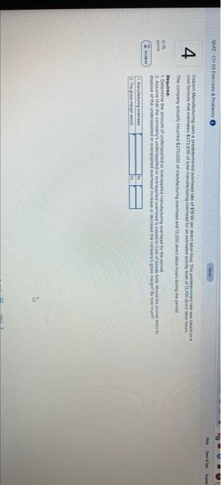  QAZ-CHO Eises & Problems 8 4 Osbor Manufacturing uses a predetermined