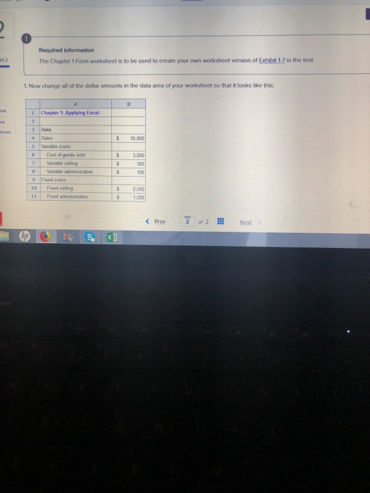  0 Required information The Chapter 1 Form worksheet is to be
