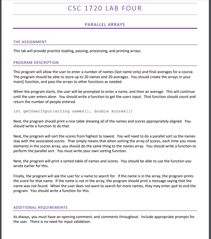 C++ program, Don't do anything too advanced. This program will allow the