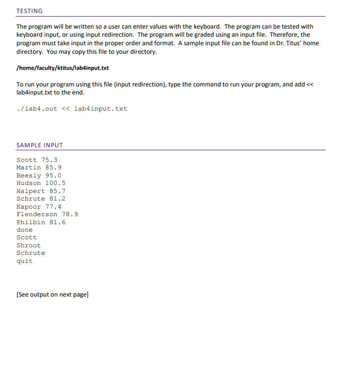user to enter a number of names (last name only) and final
