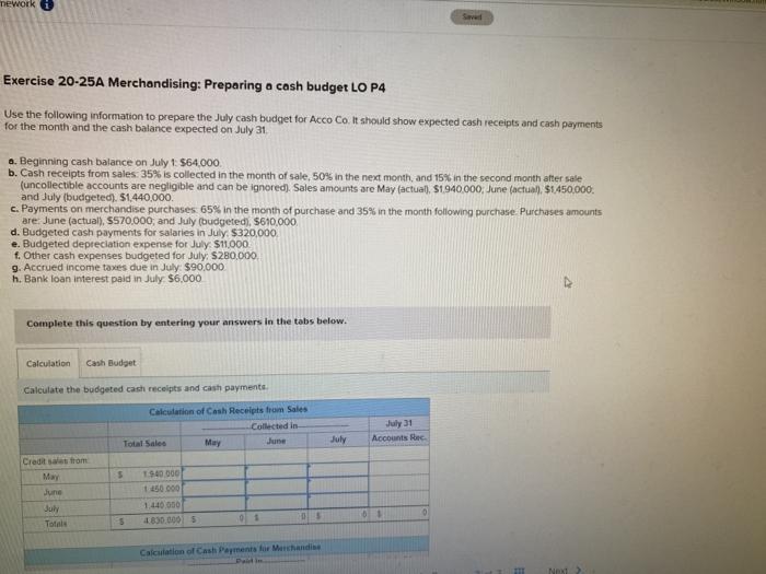 please answer and i will upvote mework Exercise 20-25A Merchandising: Preparing a