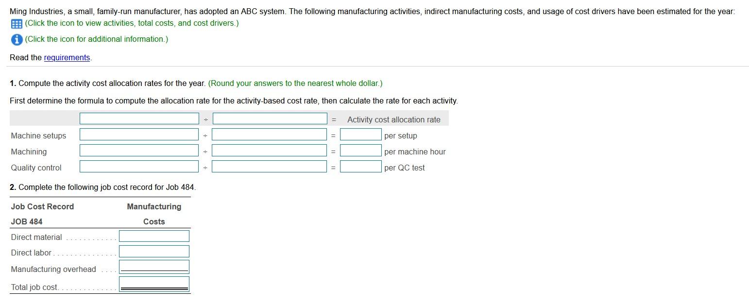 Overhead Costs of Cost Driver Activity Machine setup. During May, Ron and