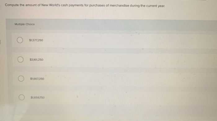 the questions displayed below.) The financial statements of New World, Inc., provide