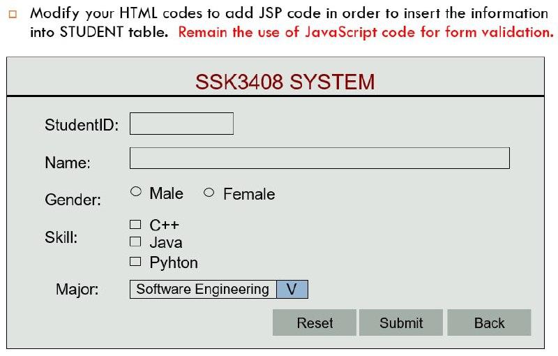  Modify your HTML codes to add JSP code in order to