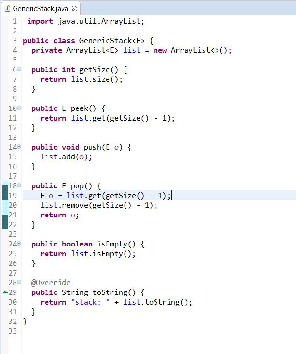 numbers in descending order. Use the Gei ericStack.java program provided to store