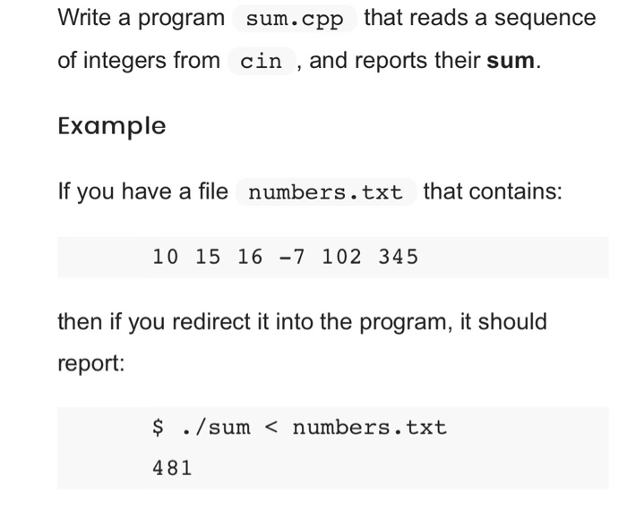  Please write a code in C++ that satisfies the following: Write