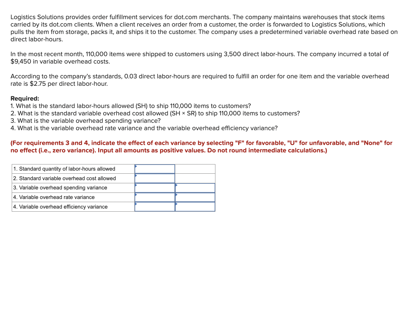 Please answer the question completely. Logistics Solutions provides order fulfillment services for