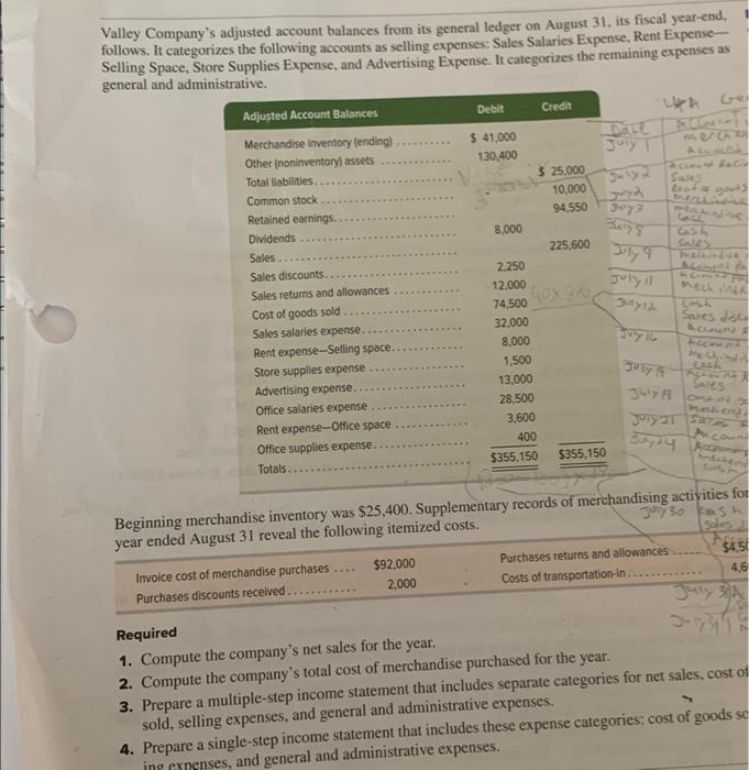 entries as of August 31 (the perpetual inventory system is used). Problem