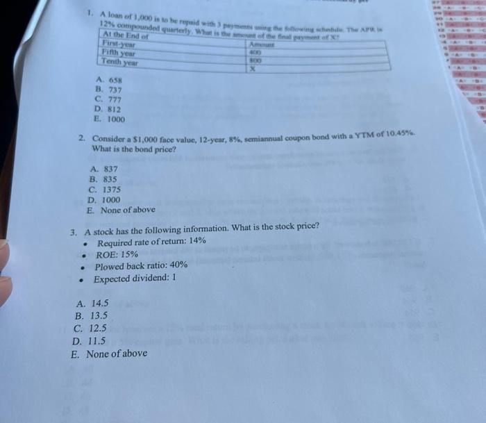 pleaseanswer all these A. 658 B. 737 C. 777 D. 812 E.