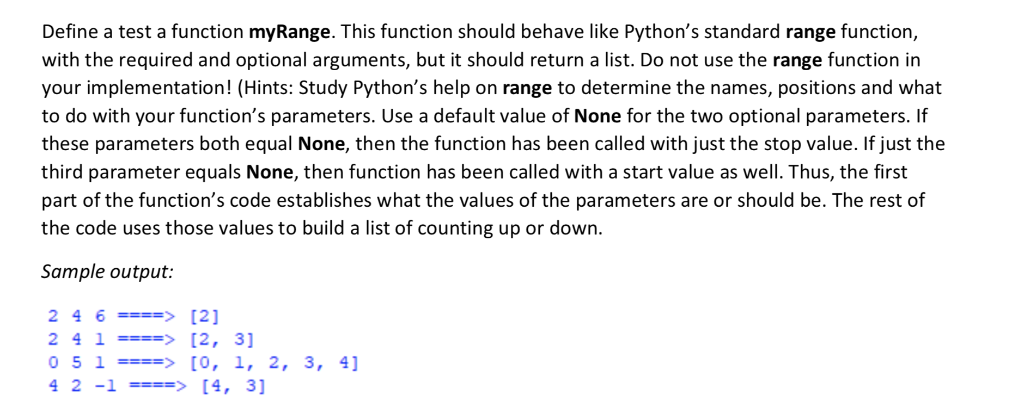 How to make a program in python that's similar to the range