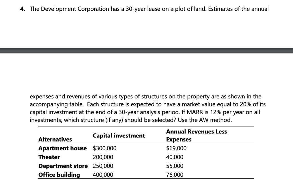  Transcribed Problem: The Development Corporation has a 30-year lease on a