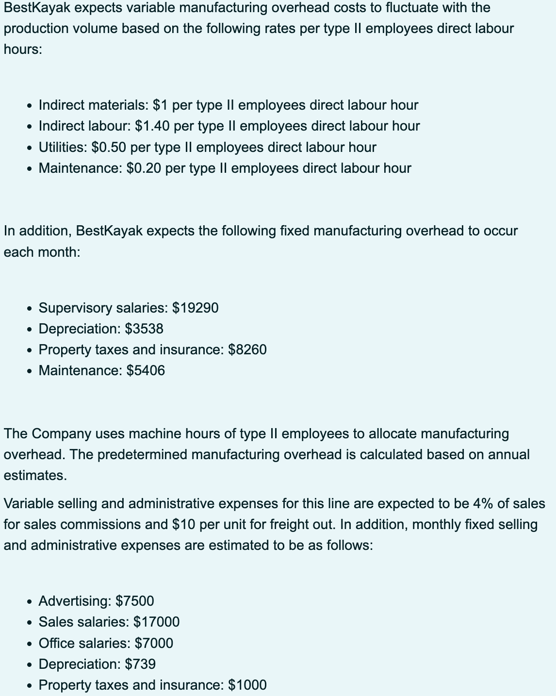  (In Excel), prepare by month and in total for 2024 the