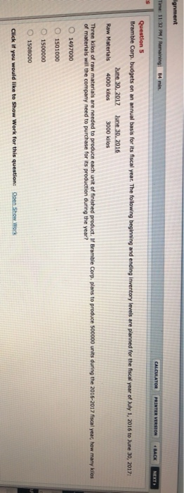  Ignment Time: 11:32 PM / Remaining: 1 min. CALCULATOR PRINTER VERSION