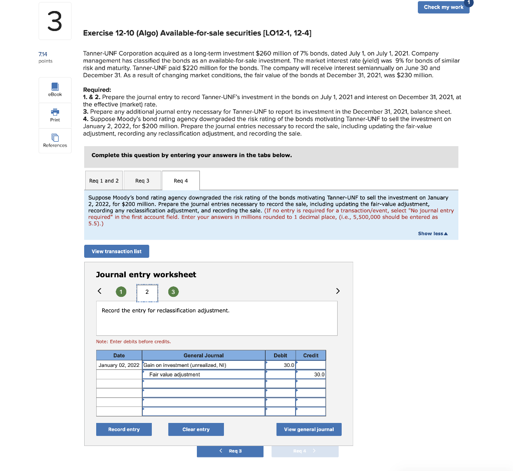 has classified the bonds as an available-for-sale investment. The market interest rate