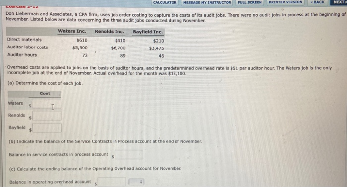 in the order of journal entries presented in the previous part.) Work