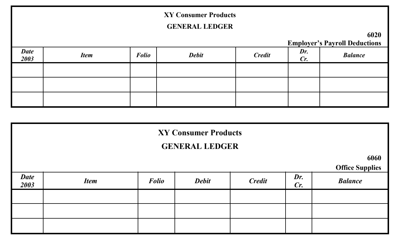 for you. 12. Complete the Trial Balance as at March 31, 2003