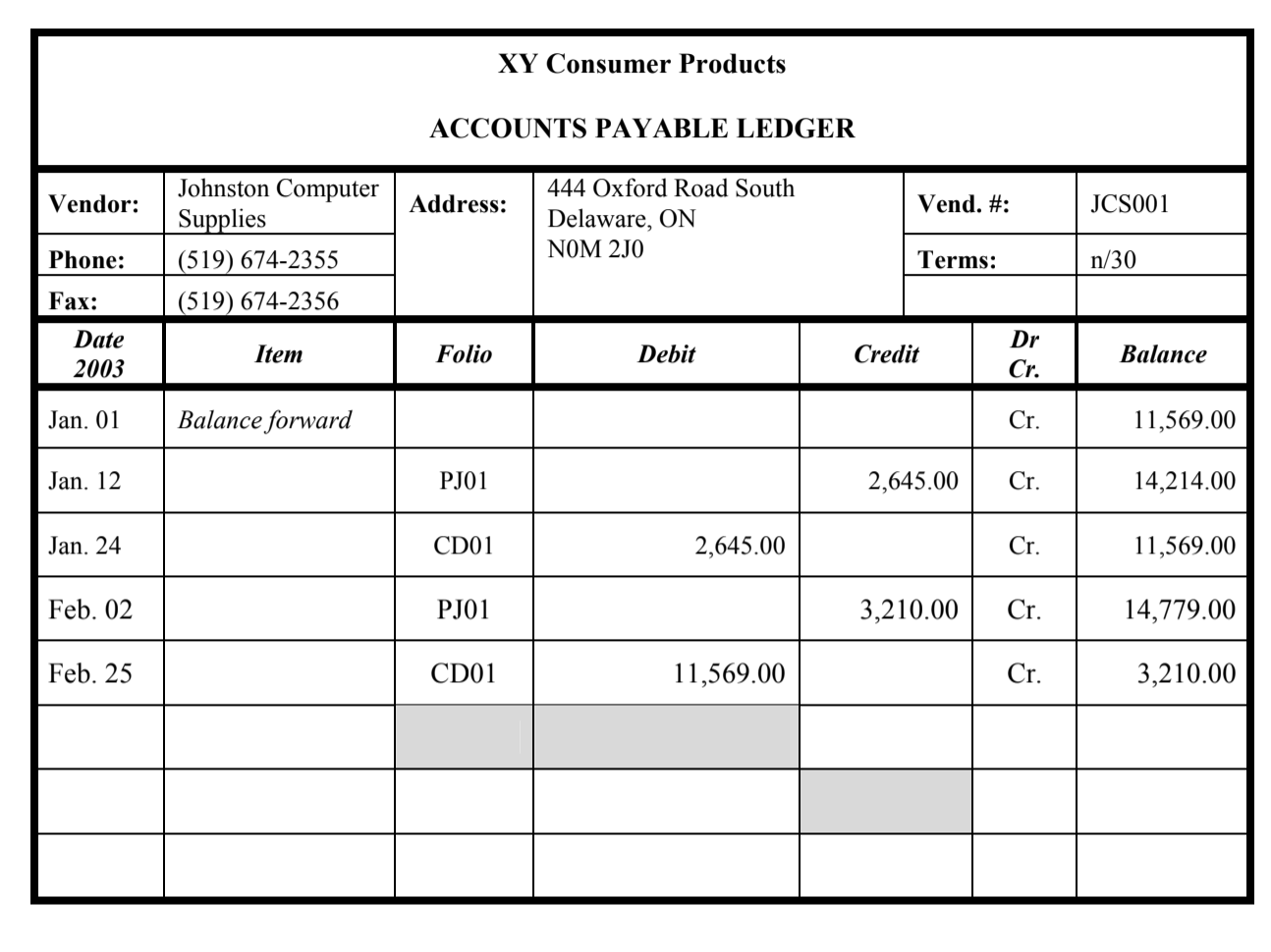 by filling in the shaded areas on the Trial Balance in the