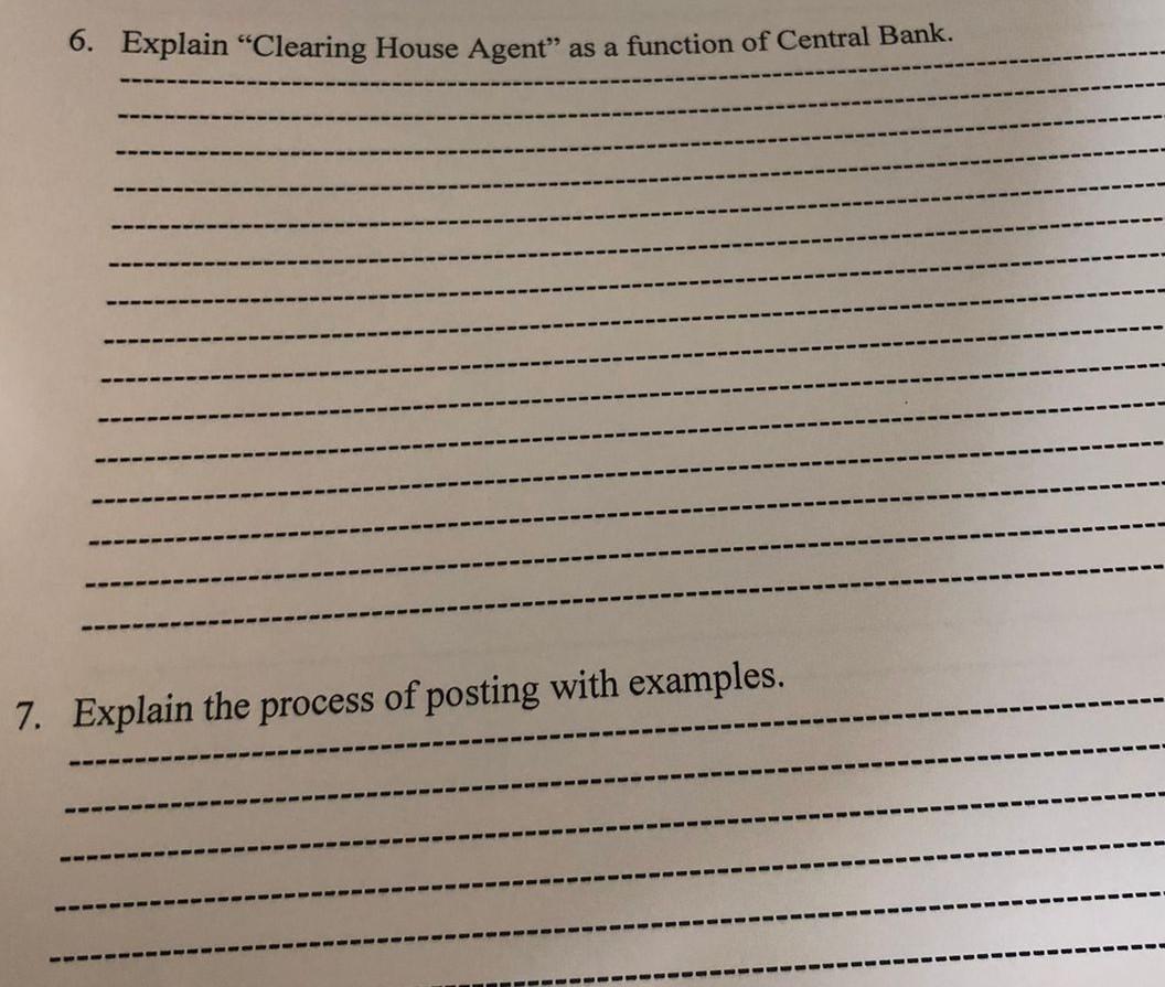 6. Explain "Clearing House Agent" as a function of Central Bank.