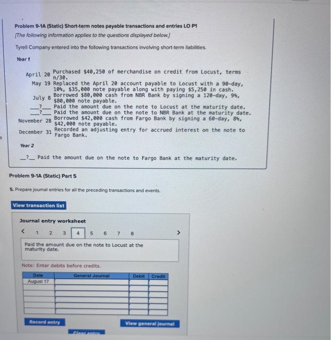 $80,000 note payable. ? - Paid the amount due on the note