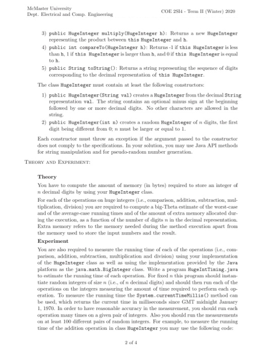 Dept. Electrical and Comp. Engineering COE 2S14 - Term II (Winter) 2020