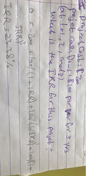  Project cash flows: $100 per year for 3 years ... Please