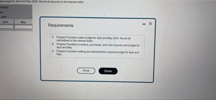 May 20z be Supply has assembled the follow for April and May