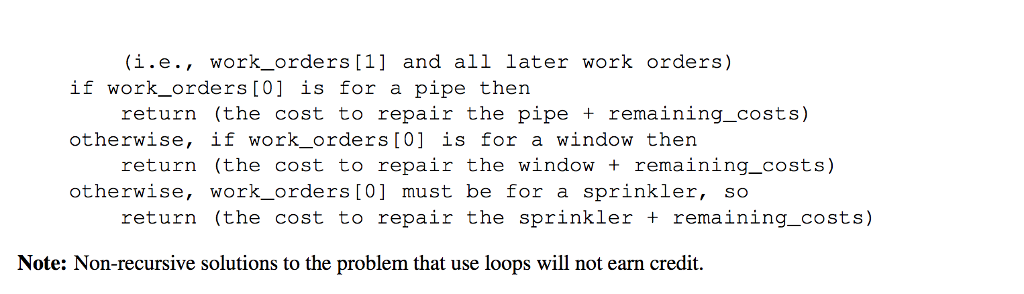 takes two arguments, in this order: 1. work.orders: a list of strings