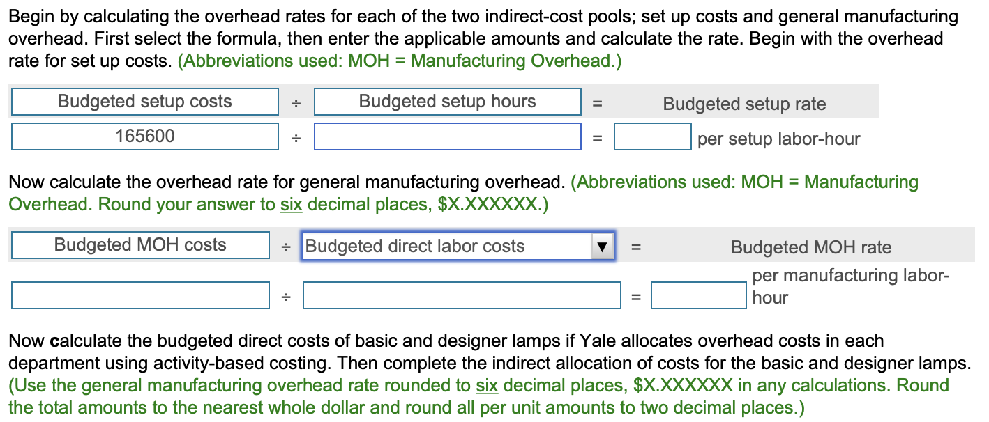 16 & & \\ \hline Direct manufacturing labor-hours per lamp & &