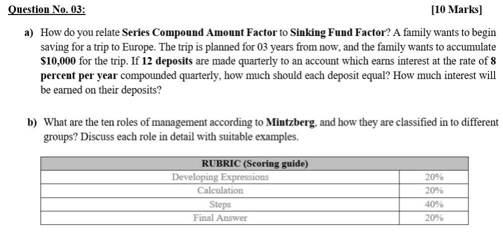  Question No. 03: [10 Marks] a) How do you relate Series