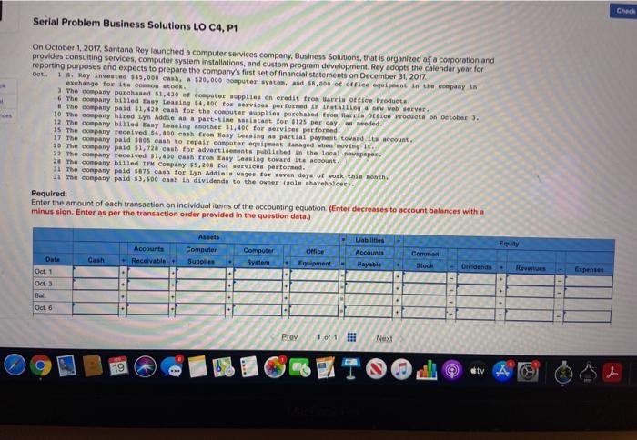  Check Serial Problem Business Solutions LO C4, P1 On October 1,