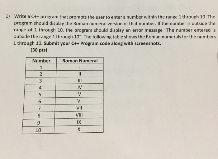  1) Write a C++ program that prompts the user to enter