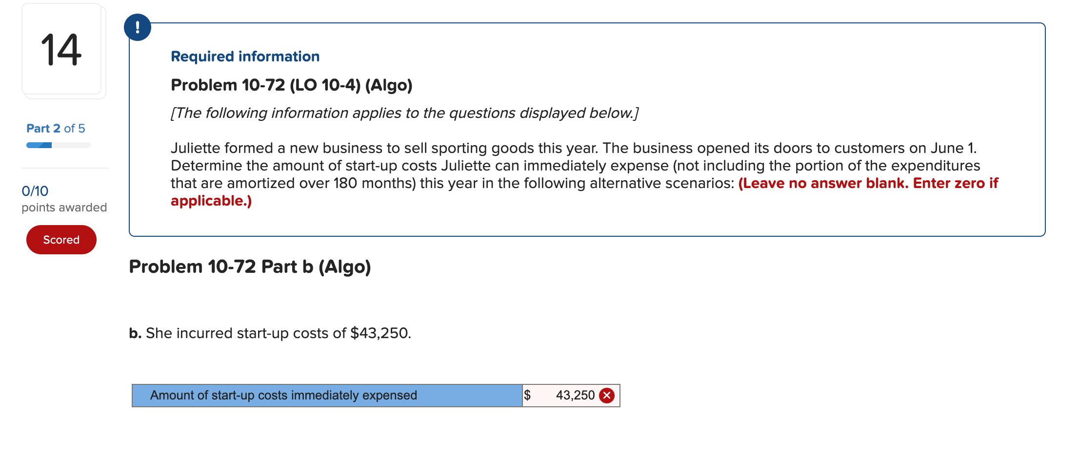 information applies to the questions displayed below.] Part 1 of 5 Juliette