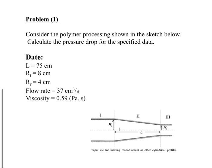  Problem (1). Consider the polymer processing shown in the sketch below.