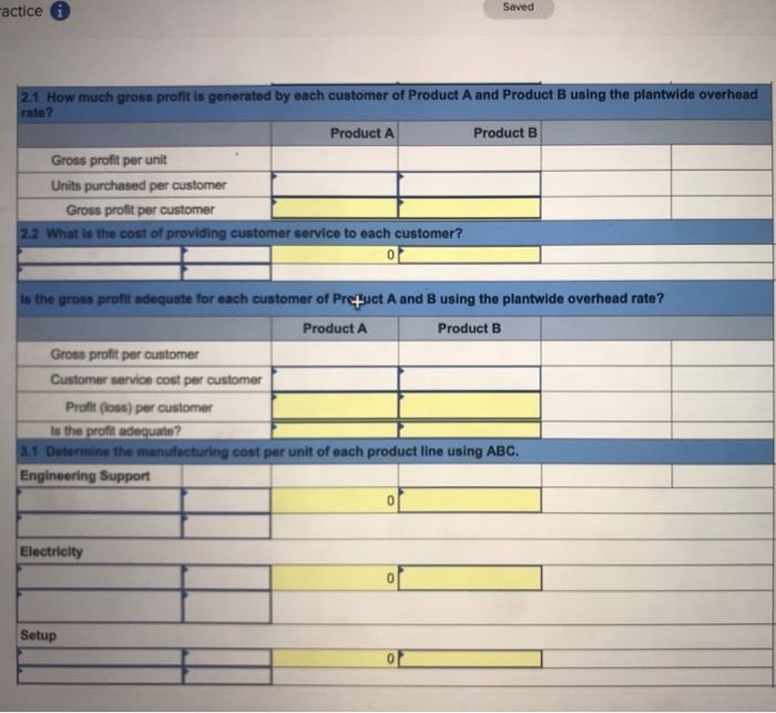 Tadros Company Product A Product B Direct materials Direct labor hours Machine