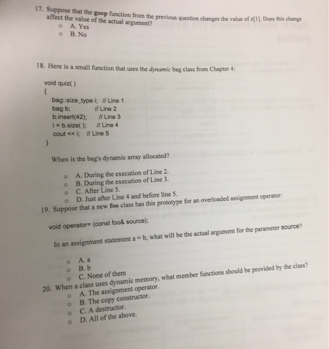  17. Suppose that the goop function from the previous question changes