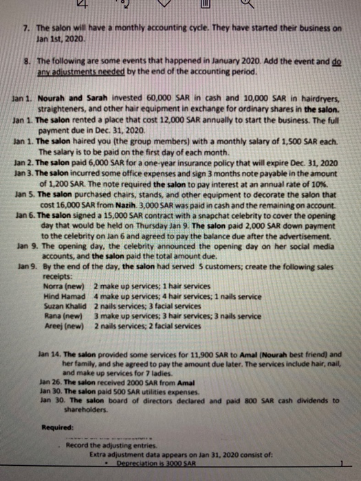  required: record the adjusting entries. extra adjustment data appears on Jan