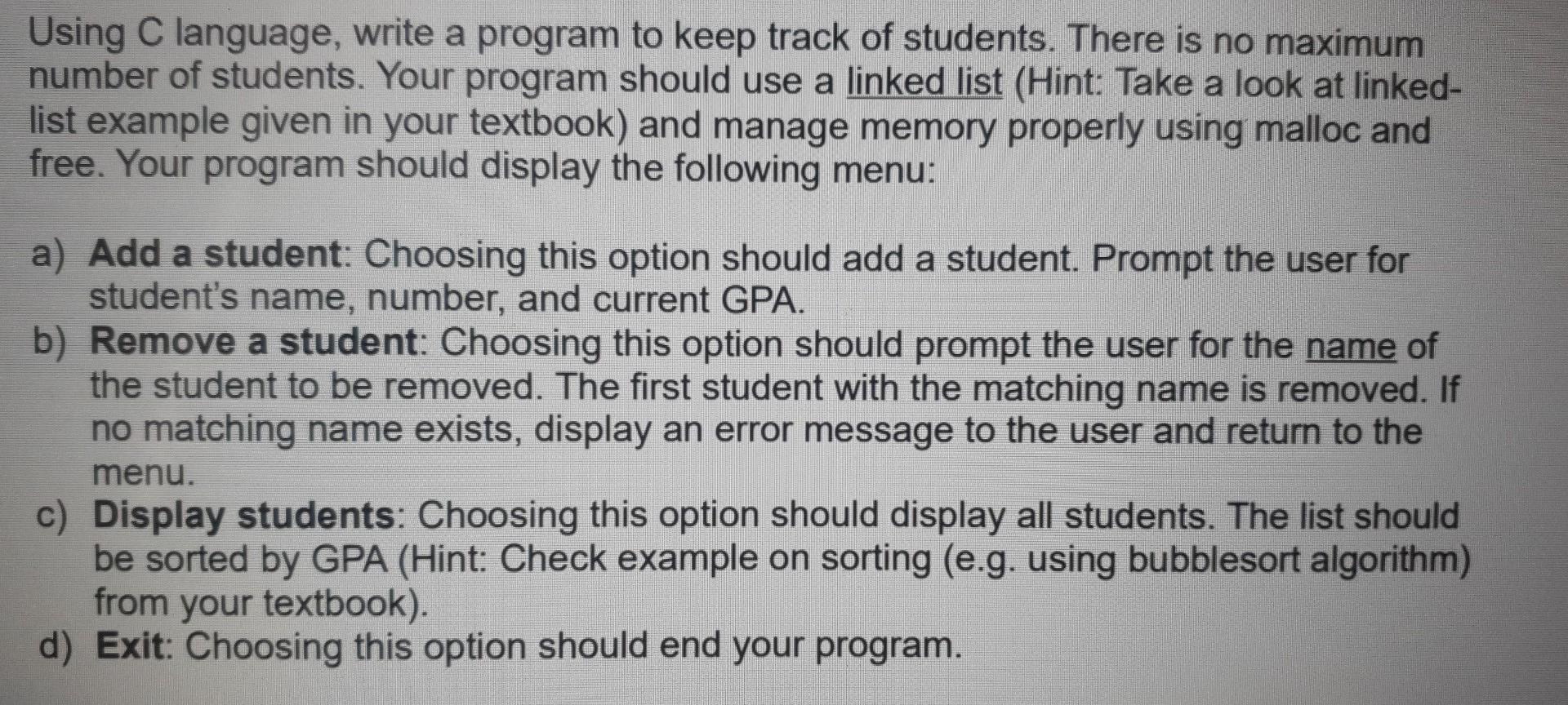  I want to write this code in C language. Want all