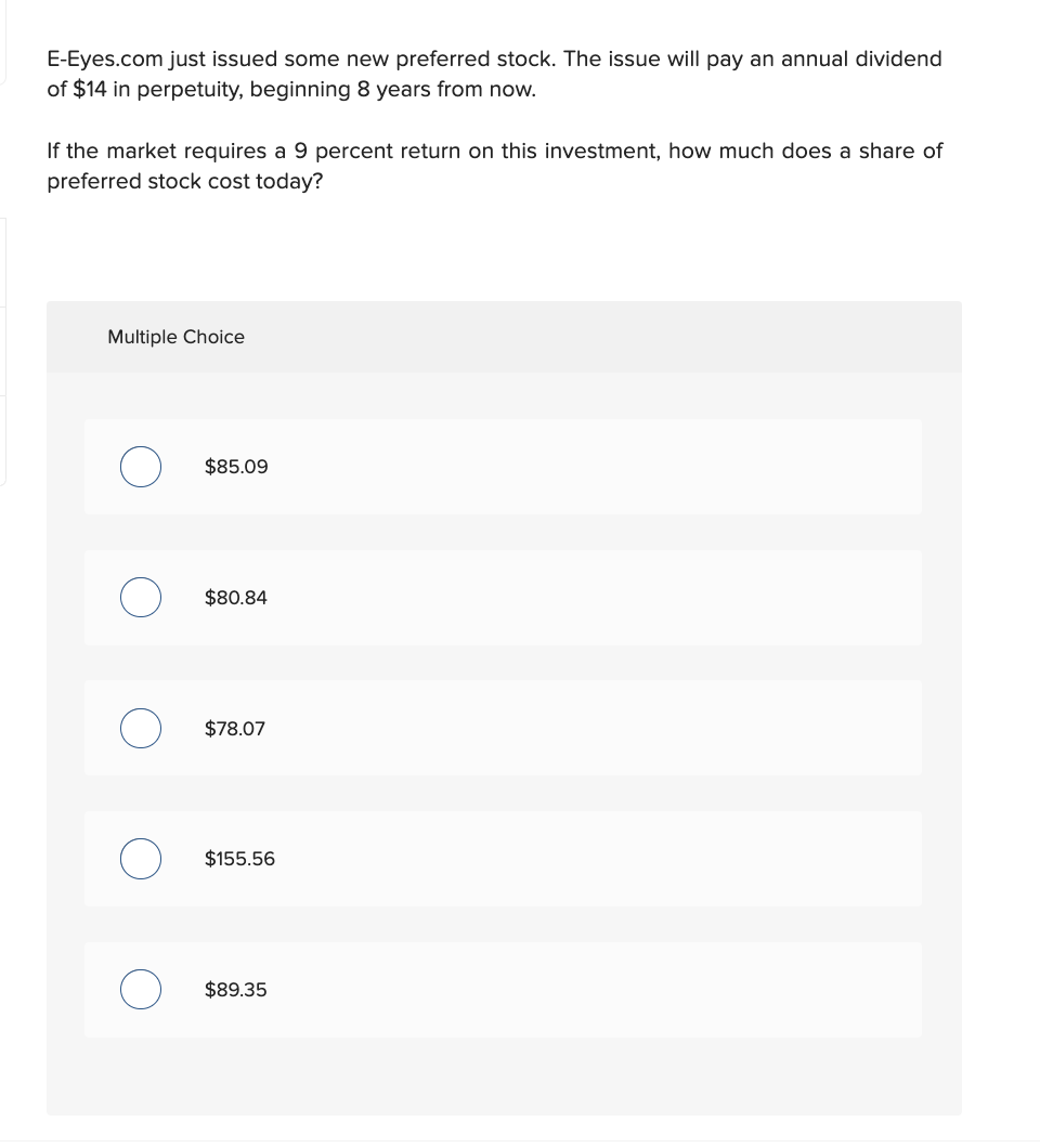 E-Eyes.com just issued some new preferred stock. The issue will pay