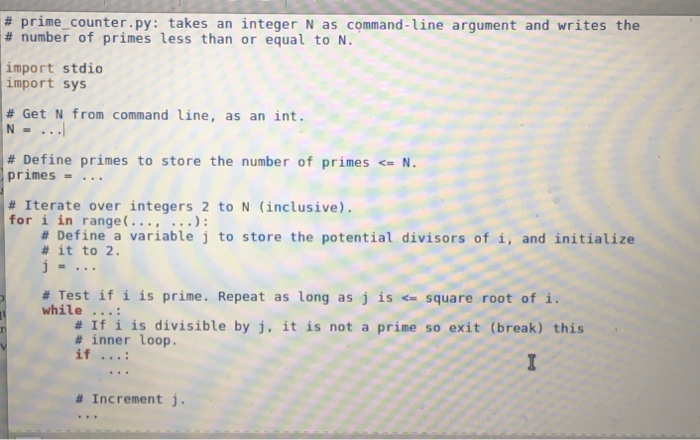 command-line argument and writes the number of primes less than or equal