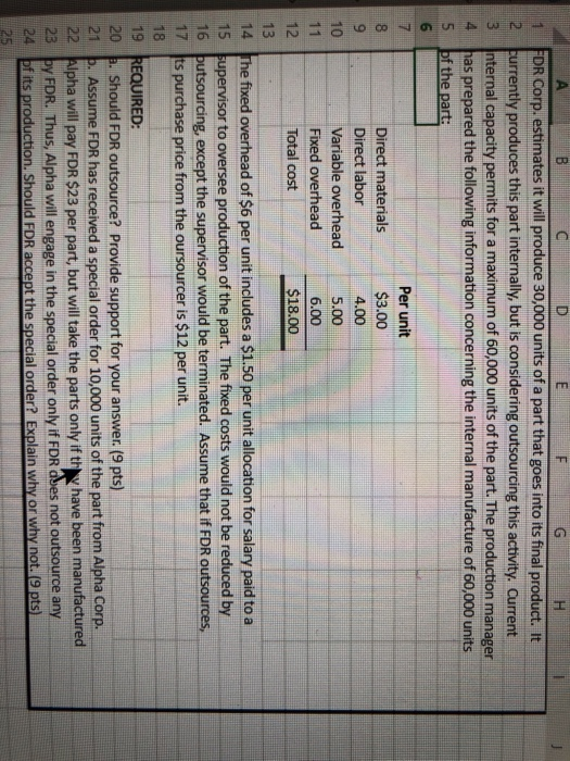  I A B C D E F G H FDR Corp.