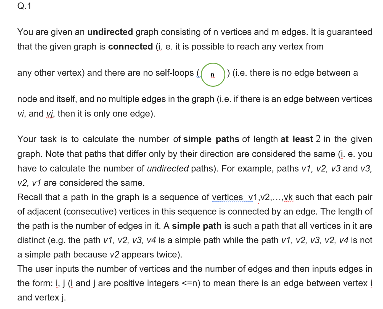  Q.1( solve using java language only) You are given an undirected
