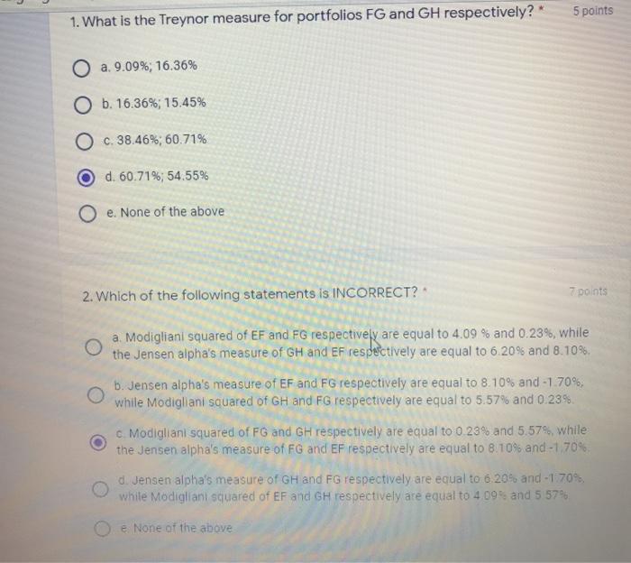 Standard Fund Beta return deviation EF 23% 33% 1.1 FG 15% 26%