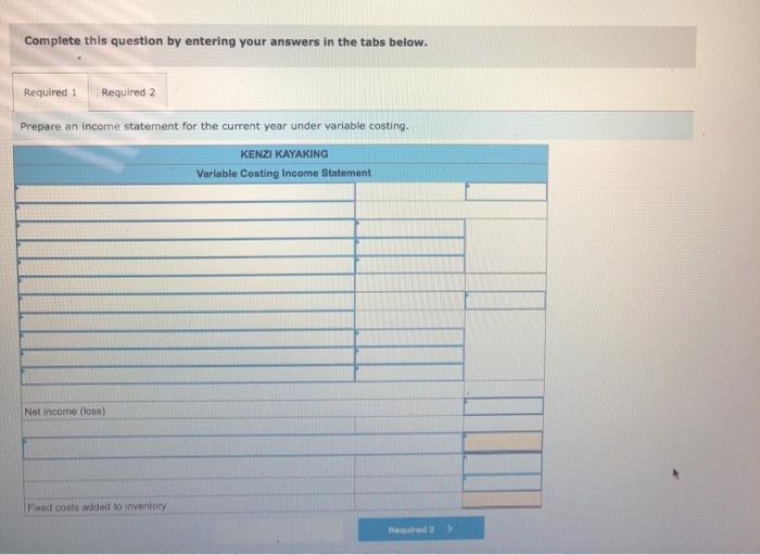 manufacturer of kayaks, began operations this year. During this first year, the