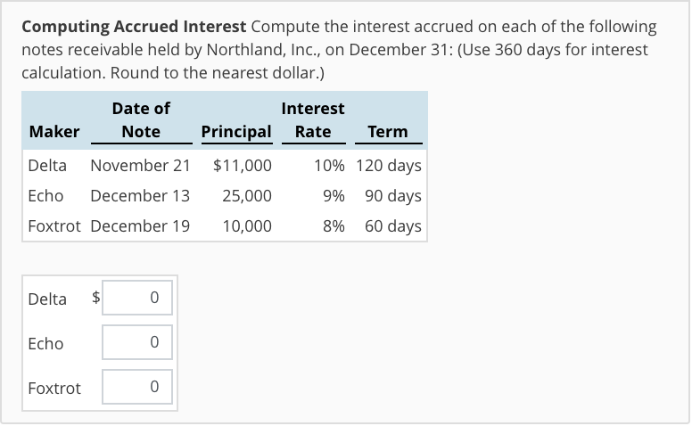 PLEASE ANSWER ASAP!!! Computing Accrued Interest Compute the interest accrued on each