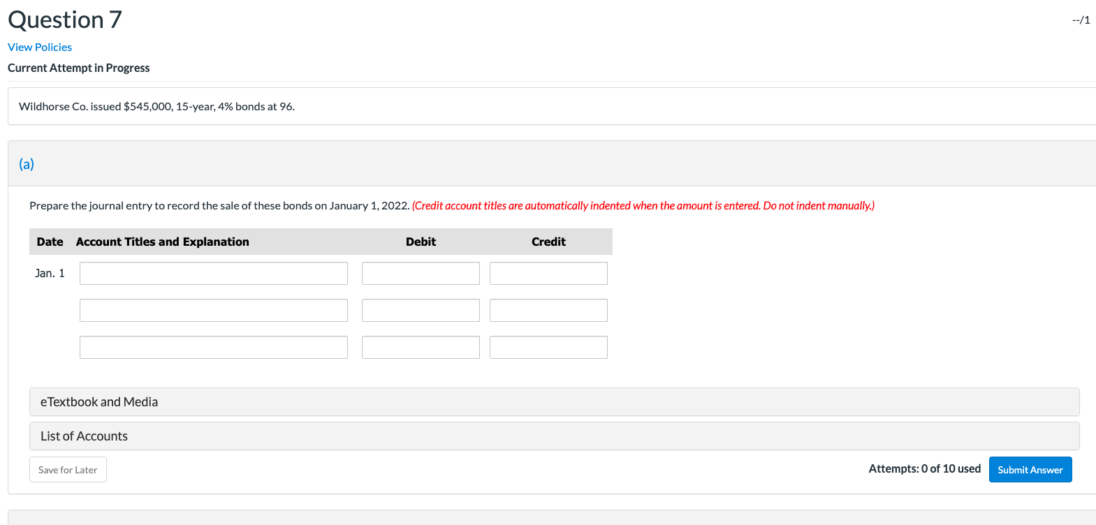 $610,000, 10-year, 7% bonds at 103. Prepare the journal entry to record