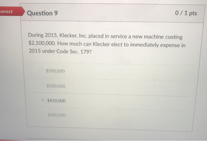 5 0 1 pts correct In March 2015, a corporation purchased residential